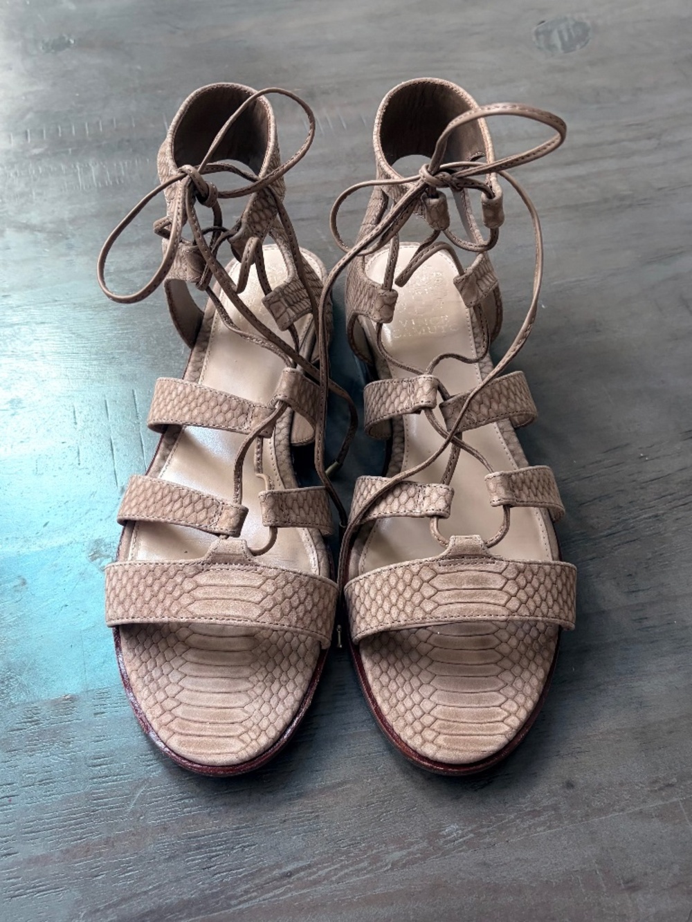 Vince Camuto Tany, beige, gladiator leather sandals.